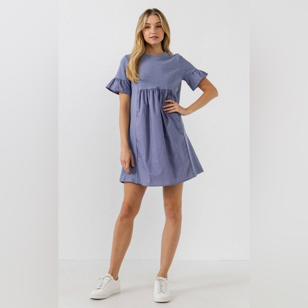 English Factory Mixed Media Short Dress Cream S